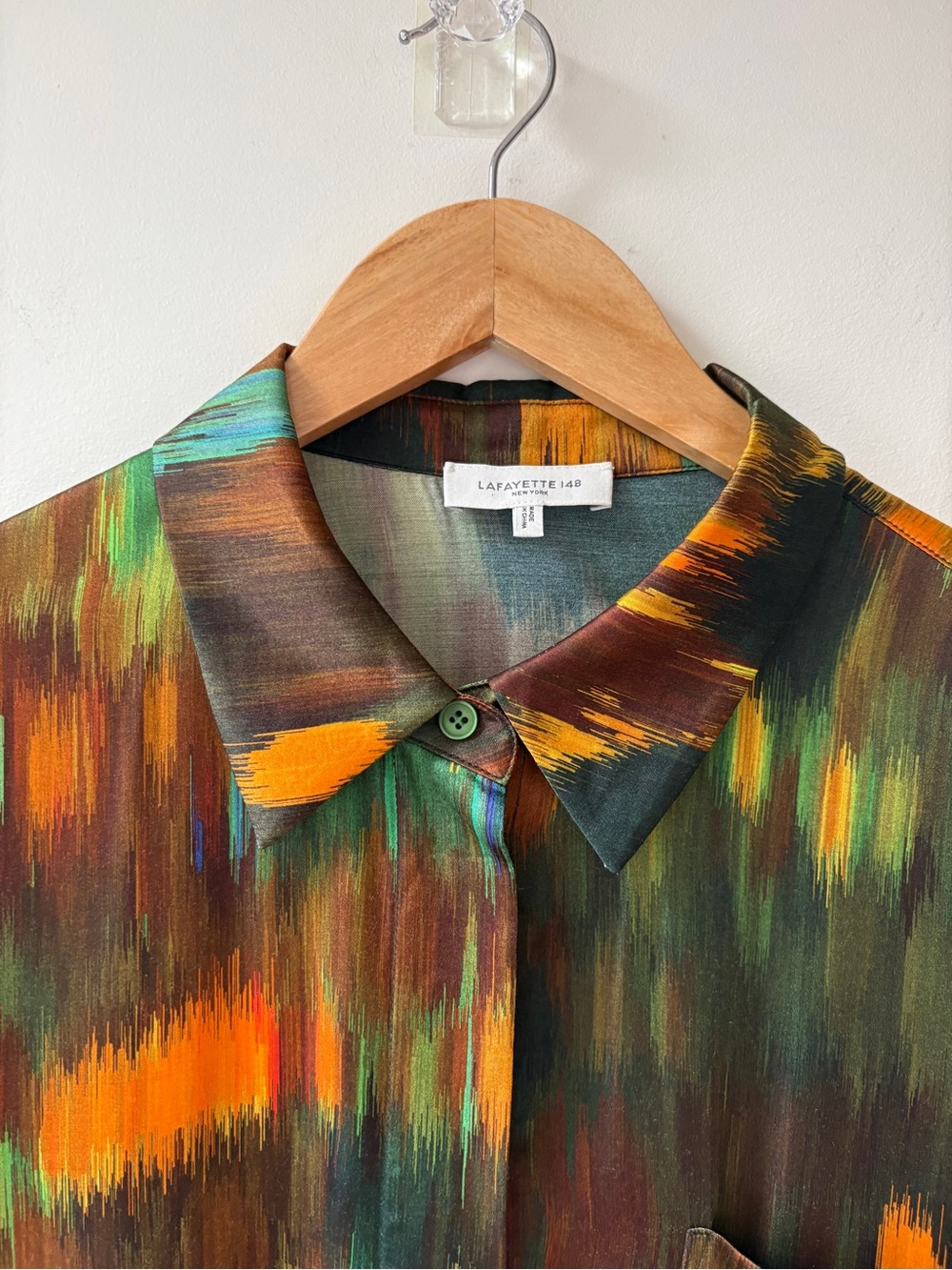 Lafayette 148 New York Multicolor Abstract Button-Down Shirt - Picture 5 of 11
